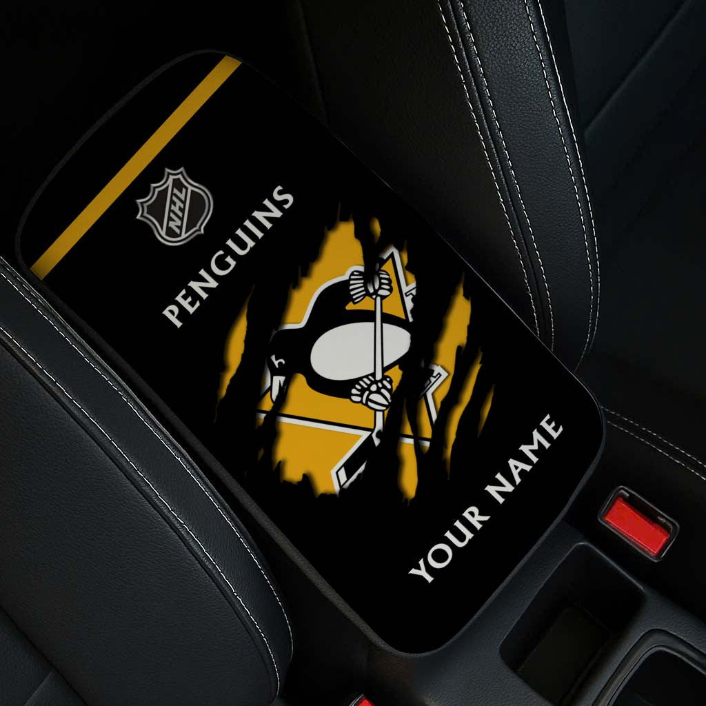 LIMITED EDITION - NEW CUSTOMIZED NHL26 PBP PITTSBURGH PENGUINS CAR ARMREST PAD COVER