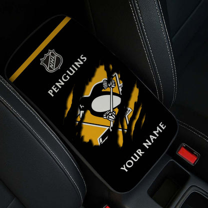 LIMITED EDITION - NEW CUSTOMIZED NHL26 PBP PITTSBURGH PENGUINS CAR ARMREST PAD COVER