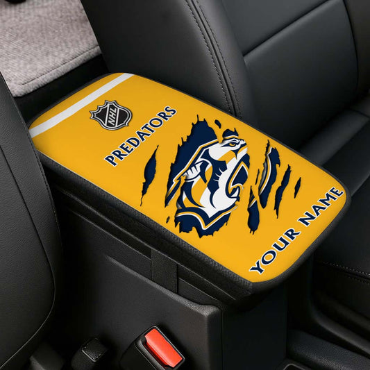 LIMITED EDITION - NEW CUSTOMIZED NHL31 NVP NASHVILLE PREDATORS CAR ARMREST PAD COVER