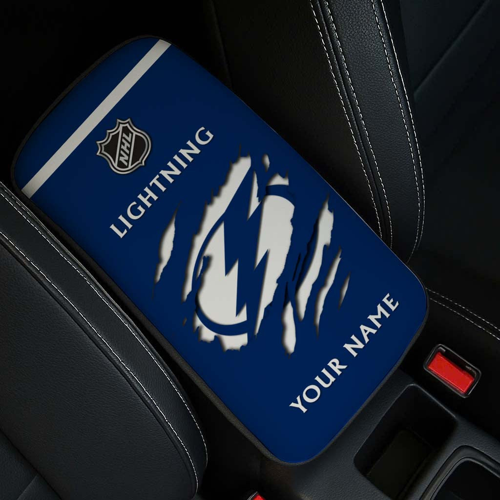 LIMITED EDITION - NEW CUSTOMIZED NHL12 TPL TAMPA BAY LIGHTNING CAR ARMREST PAD COVER