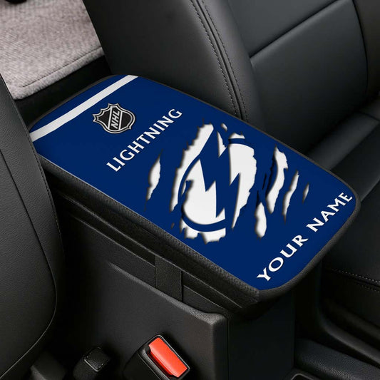LIMITED EDITION - NEW CUSTOMIZED NHL12 TPL TAMPA BAY LIGHTNING CAR ARMREST PAD COVER