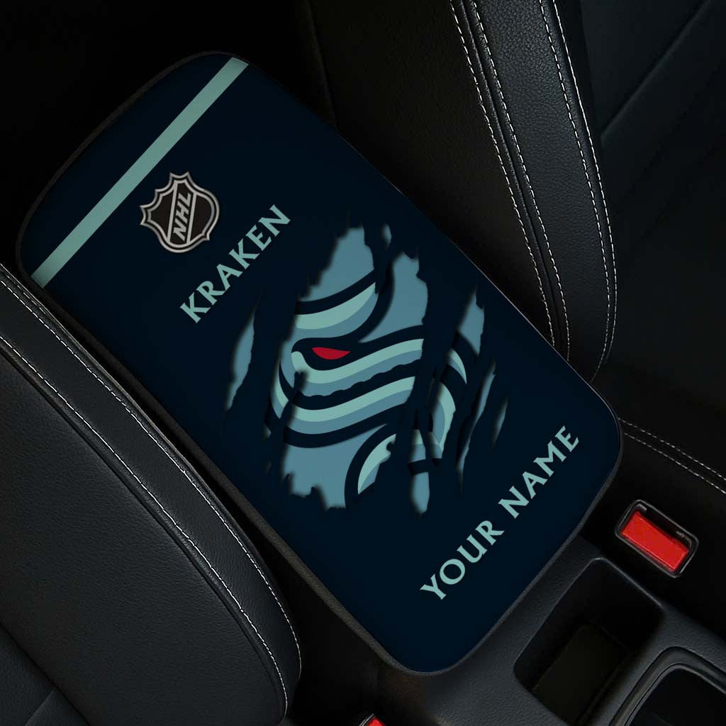 LIMITED EDITION - NEW CUSTOMIZED NHL20 STK SEATTLE KRAKEN CAR ARMREST PAD COVER