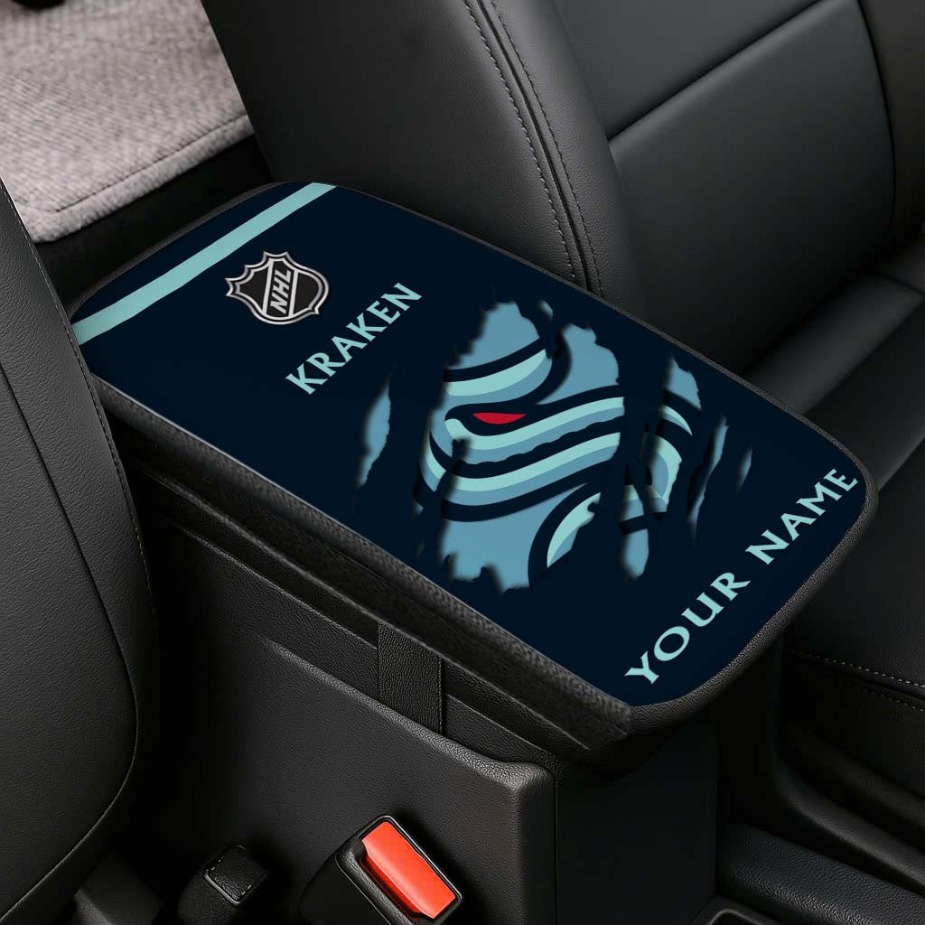LIMITED EDITION - NEW CUSTOMIZED NHL20 STK SEATTLE KRAKEN CAR ARMREST PAD COVER