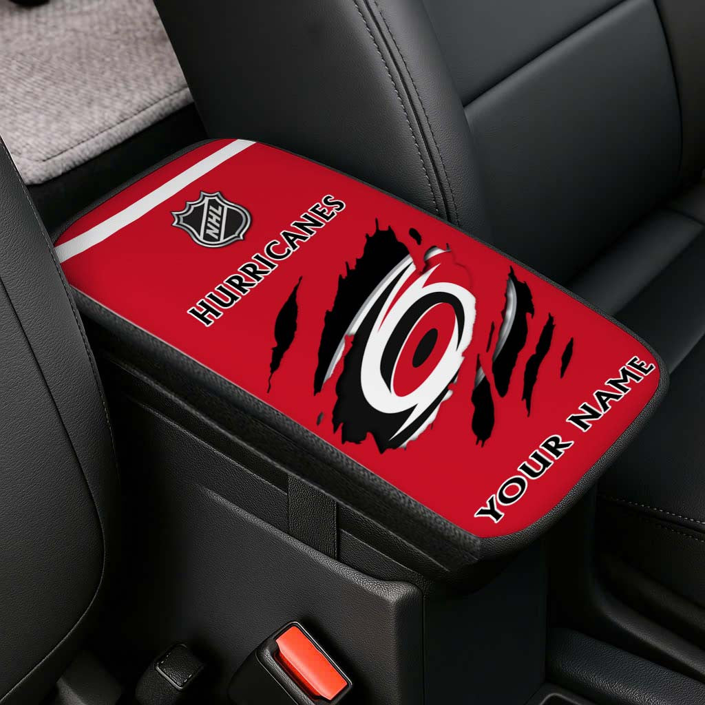 LIMITED EDITION - NEW CUSTOMIZED NHL07 CLH CAROLINA HURRICANES CAR ARMREST PAD COVER