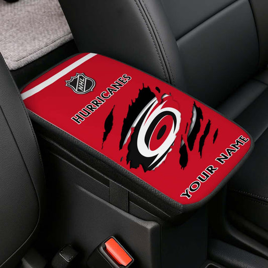 LIMITED EDITION - NEW CUSTOMIZED NHL07 CLH CAROLINA HURRICANES CAR ARMREST PAD COVER