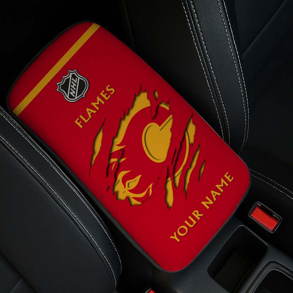 LIMITED EDITION - NEW CUSTOMIZED NHL17 CGF CALGARY FLAMES CAR ARMREST PAD COVER