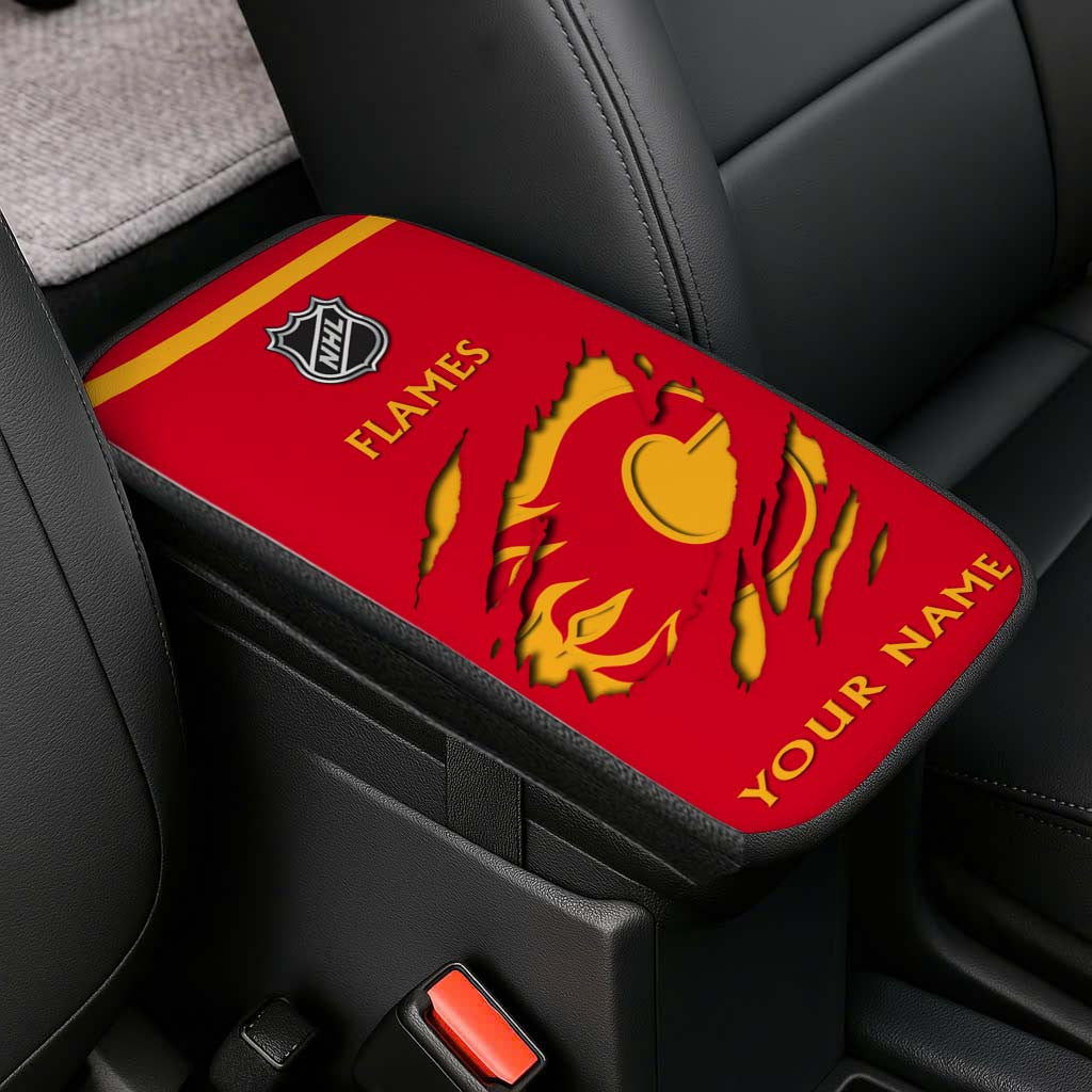 LIMITED EDITION - NEW CUSTOMIZED NHL17 CGF CALGARY FLAMES CAR ARMREST PAD COVER