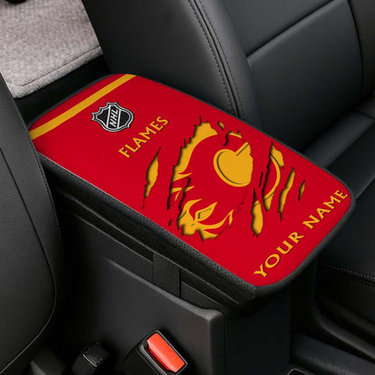 LIMITED EDITION - NEW CUSTOMIZED NHL17 CGF CALGARY FLAMES CAR ARMREST PAD COVER