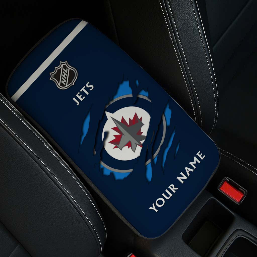 LIMITED EDITION - NEW CUSTOMIZED NHL21 WPJ WINNIPEG JETS CAR ARMREST PAD COVER