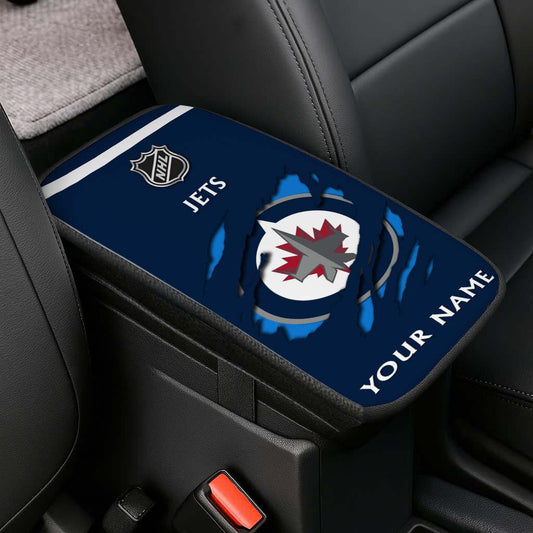 LIMITED EDITION - NEW CUSTOMIZED NHL21 WPJ WINNIPEG JETS CAR ARMREST PAD COVER
