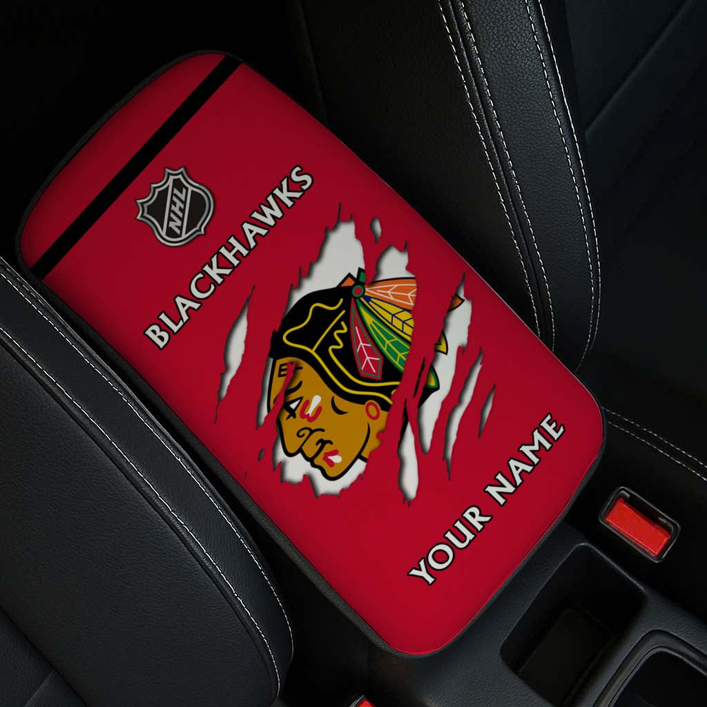 LIMITED EDITION - NEW CUSTOMIZED NHL08 CBH CHICAGO BLACKHAWKS CAR ARMREST PAD COVER