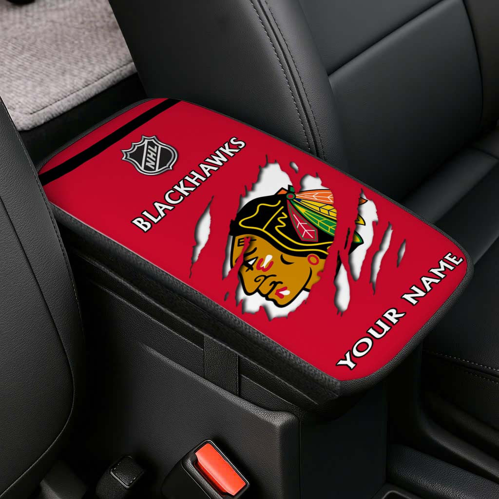 LIMITED EDITION - NEW CUSTOMIZED NHL08 CBH CHICAGO BLACKHAWKS CAR ARMREST PAD COVER
