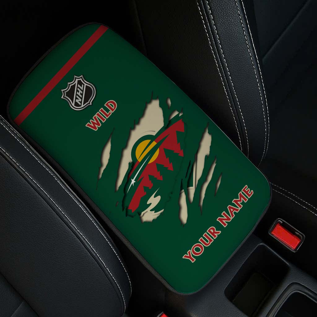LIMITED EDITION - NEW CUSTOMIZED NHL13 MNW MINNESOTA WILD CAR ARMREST PAD COVER
