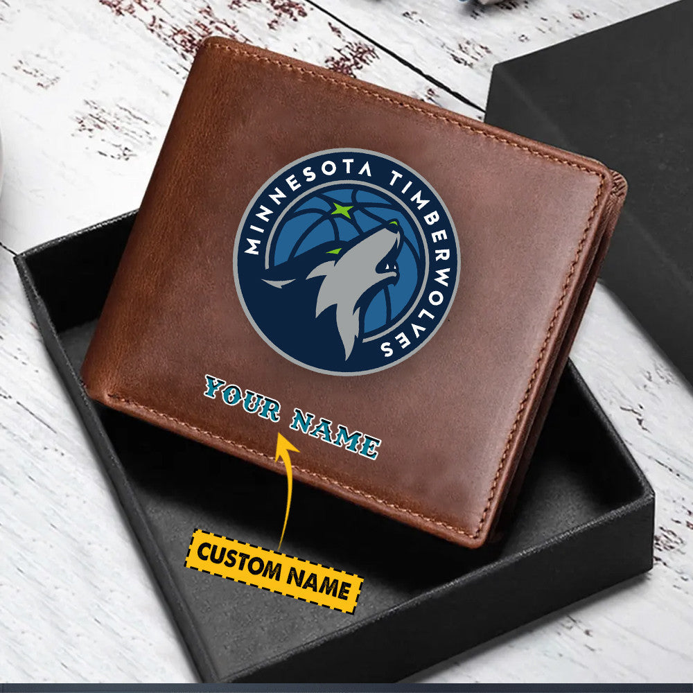 New NBA Customized Black & Brown Leather Wallet