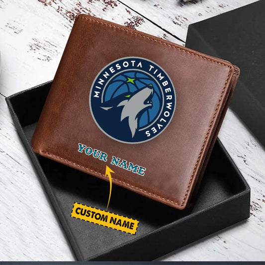 New NBA Customized Black & Brown Leather Wallet