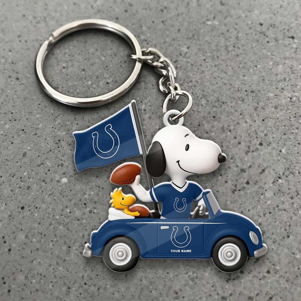 LIMITED EDITION - NEW CUSTOMIZED NFL17 IDC INDIANAPOLIS COLTS SPECIAL CAR SNOOPDOG KEYCHAIN