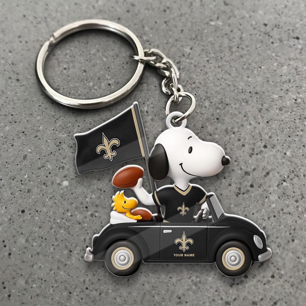 LIMITED EDITION - NEW CUSTOMIZED NFL24 NOS NEW ORLEANS SAINTS SPECIAL CAR SNOOPDOG KEYCHAIN