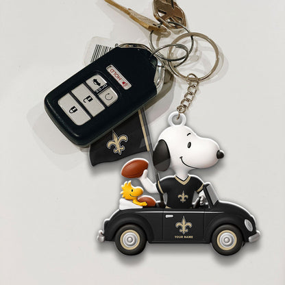 LIMITED EDITION - NEW CUSTOMIZED NFL24 NOS NEW ORLEANS SAINTS SPECIAL CAR SNOOPDOG KEYCHAIN