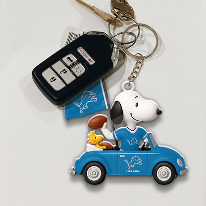 LIMITED EDITION - NEW CUSTOMIZED NFL04 DTL DETROIT LIONS SPECIAL CAR SNOOPDOG KEYCHAIN