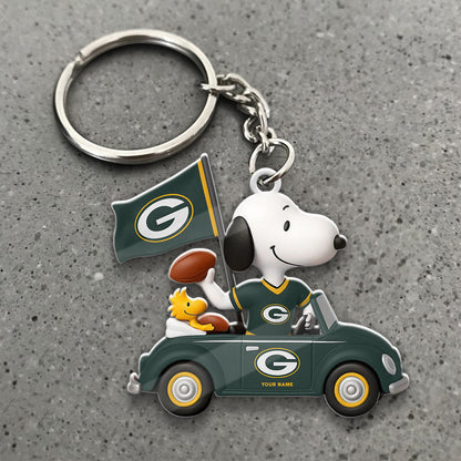 LIMITED EDITION - NEW CUSTOMIZED NFL08 GBP GREEN BAY PACKERS SPECIAL CAR SNOOPDOG KEYCHAIN