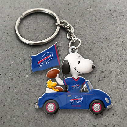 LIMITED EDITION - NEW CUSTOMIZED NFL03 BFB BUFFALO BILLS SPECIAL CAR SNOOPDOG KEYCHAIN