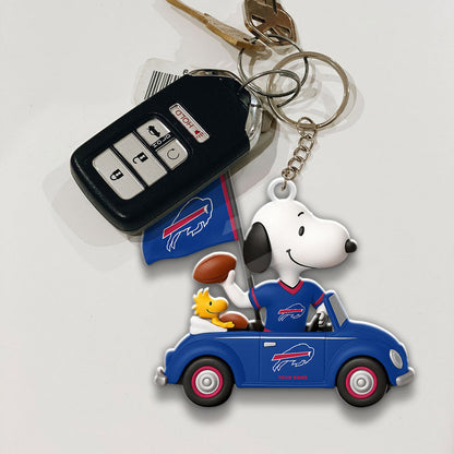 LIMITED EDITION - NEW CUSTOMIZED NFL03 BFB BUFFALO BILLS SPECIAL CAR SNOOPDOG KEYCHAIN