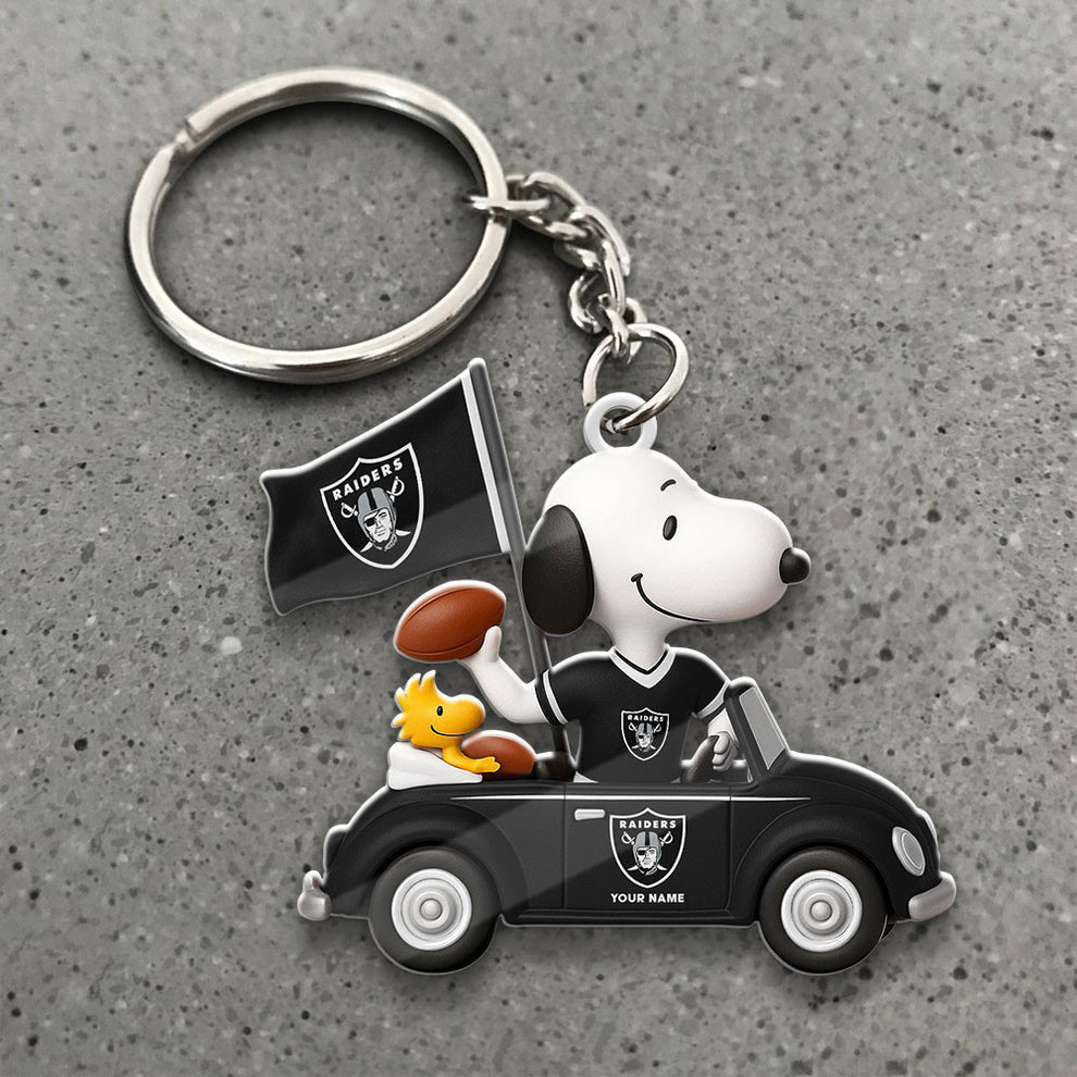 LIMITED EDITION - NEW CUSTOMIZED NFL07 LVR LAS VEGAS RAIDERS SPECIAL CAR SNOOPDOG KEYCHAIN