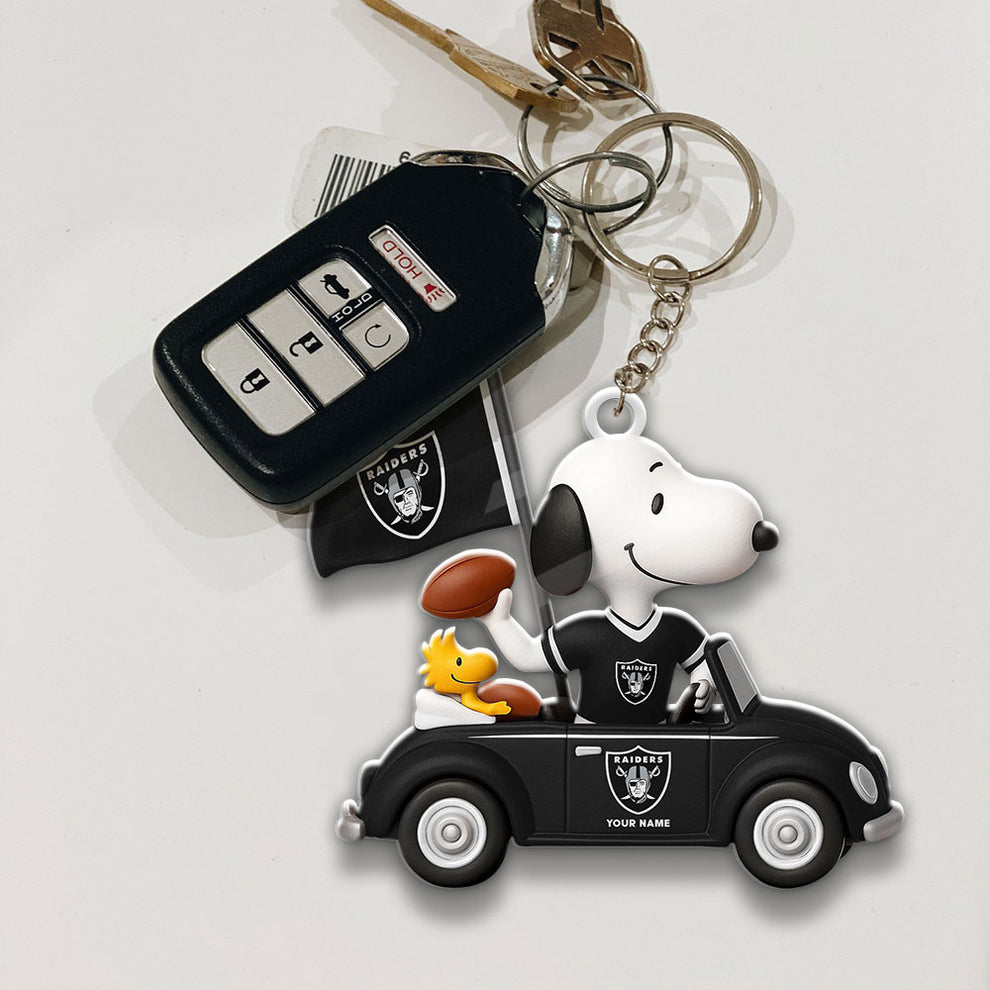 LIMITED EDITION - NEW CUSTOMIZED NFL07 LVR LAS VEGAS RAIDERS SPECIAL CAR SNOOPDOG KEYCHAIN