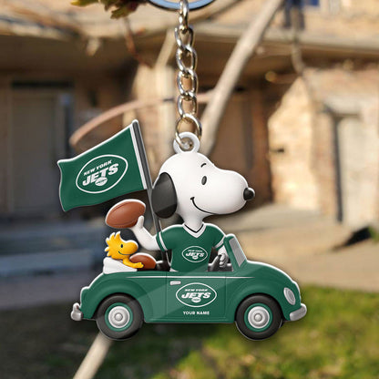 LIMITED EDITION - NEW CUSTOMIZED NFL25 NYJ NEW YORK JETS SPECIAL CAR SNOOPDOG KEYCHAIN