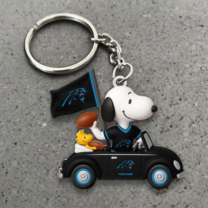LIMITED EDITION - NEW CUSTOMIZED NFL23 CLP CAROLINA PANTHERS SPECIAL CAR SNOOPDOG KEYCHAIN