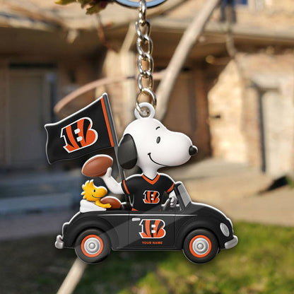 LIMITED EDITION - NEW CUSTOMIZED NFL16 CCB CINCINNATI BENGALS SPECIAL CAR SNOOPDOG KEYCHAIN