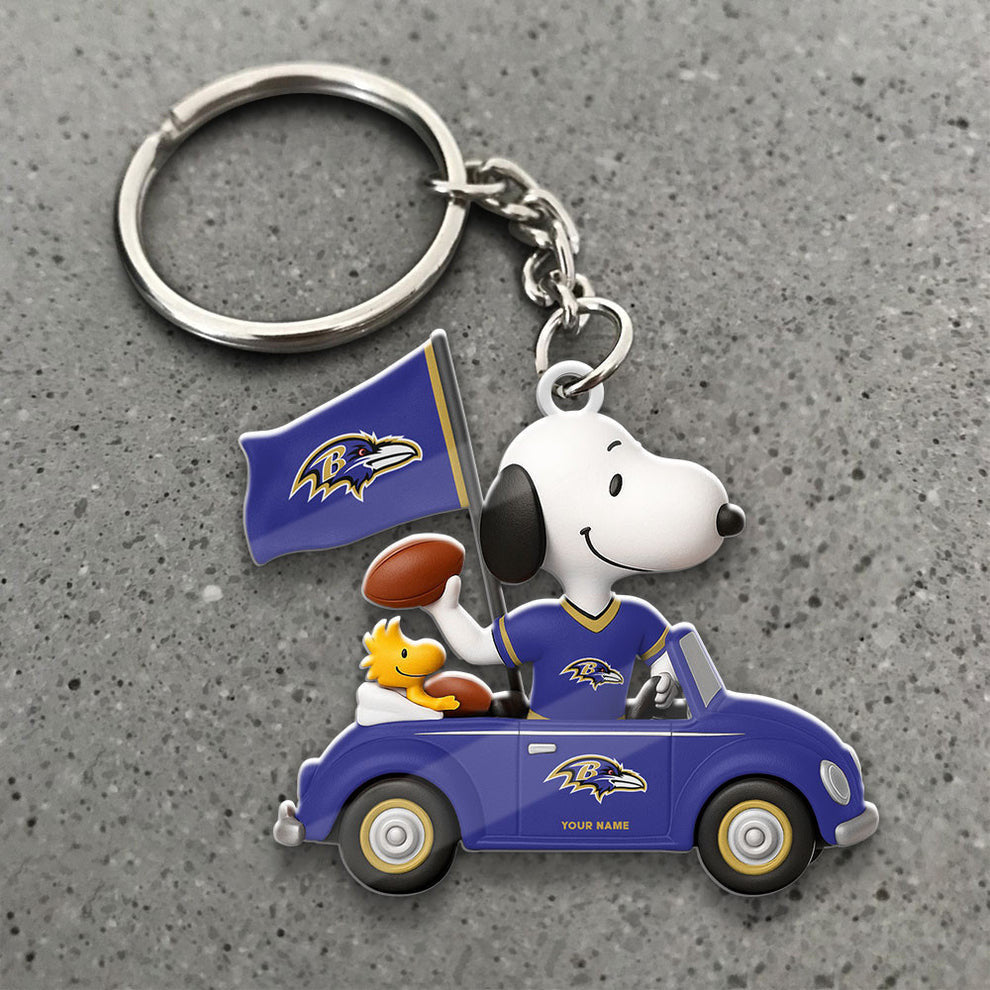 LIMITED EDITION - NEW CUSTOMIZED NFL28 BTR BALTIMORE RAVENS SPECIAL CAR SNOOPDOG KEYCHAIN