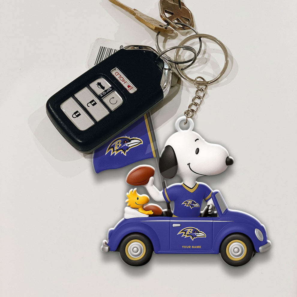 LIMITED EDITION - NEW CUSTOMIZED NFL28 BTR BALTIMORE RAVENS SPECIAL CAR SNOOPDOG KEYCHAIN