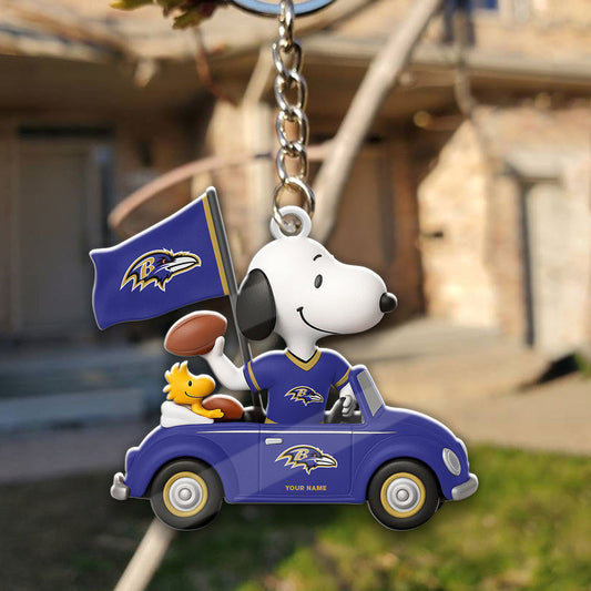 LIMITED EDITION - NEW CUSTOMIZED NFL28 BTR BALTIMORE RAVENS SPECIAL CAR SNOOPDOG KEYCHAIN