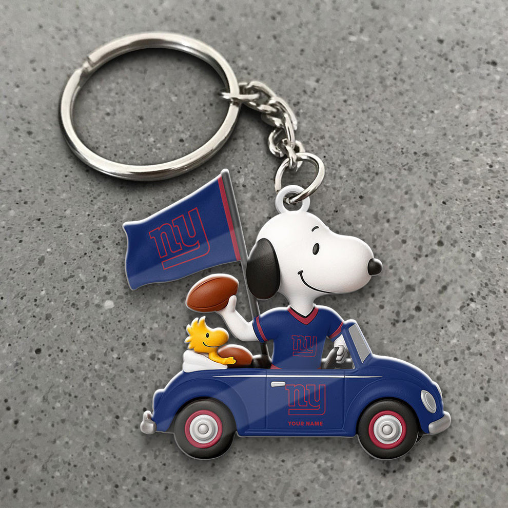 LIMITED EDITION - NEW CUSTOMIZED NFL32 NYG NEW YORK GIANTS SPECIAL CAR SNOOPDOG KEYCHAIN