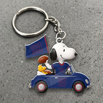 LIMITED EDITION - NEW CUSTOMIZED NFL32 NYG NEW YORK GIANTS SPECIAL CAR SNOOPDOG KEYCHAIN