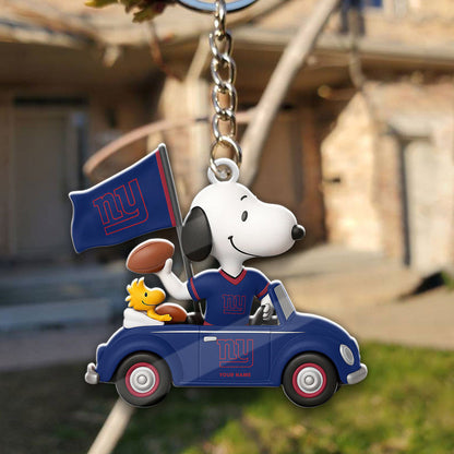 LIMITED EDITION - NEW CUSTOMIZED NFL32 NYG NEW YORK GIANTS SPECIAL CAR SNOOPDOG KEYCHAIN