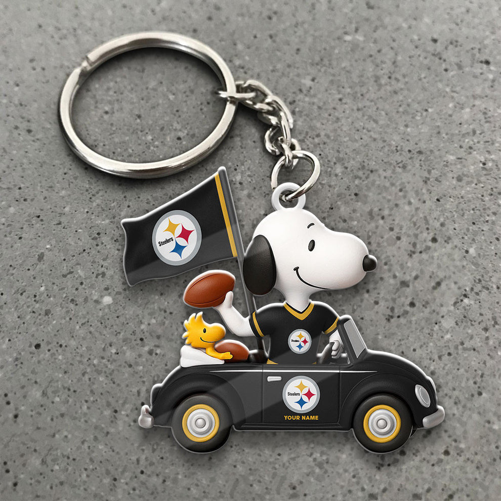 LIMITED EDITION - NEW CUSTOMIZED NFL14 PSB PITTSBURGH STEELERS SPECIAL CAR SNOOPDOG KEYCHAIN
