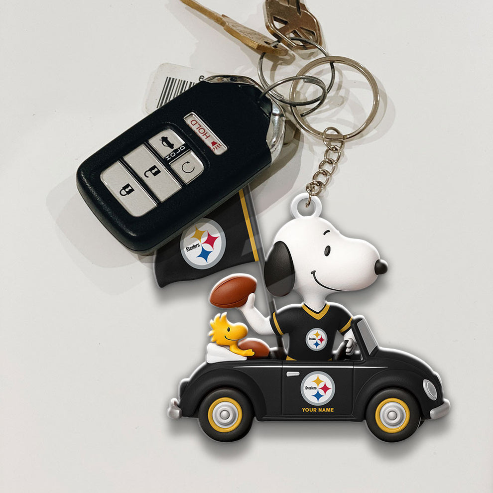 LIMITED EDITION - NEW CUSTOMIZED NFL14 PSB PITTSBURGH STEELERS SPECIAL CAR SNOOPDOG KEYCHAIN