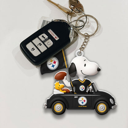 LIMITED EDITION - NEW CUSTOMIZED NFL14 PSB PITTSBURGH STEELERS SPECIAL CAR SNOOPDOG KEYCHAIN