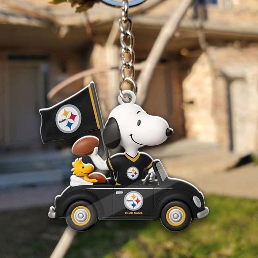 LIMITED EDITION - NEW CUSTOMIZED NFL14 PSB PITTSBURGH STEELERS SPECIAL CAR SNOOPDOG KEYCHAIN