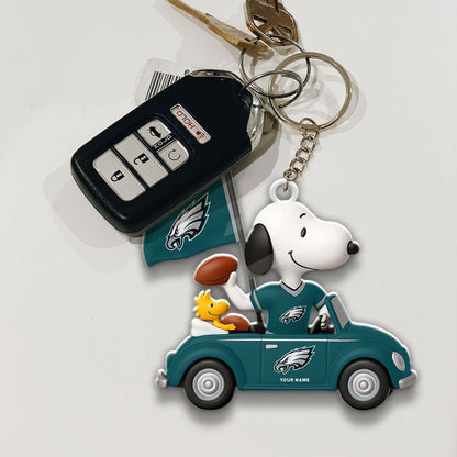 LIMITED EDITION - NEW CUSTOMIZED NFL02 PPE PHILADELPHIA EAGLES SPECIAL CAR SNOOPDOG KEYCHAIN