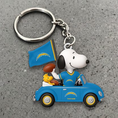 LIMITED EDITION - NEW CUSTOMIZED NFL09 LAC LOS ANGELES CHARGERS SPECIAL CAR SNOOPDOG KEYCHAIN