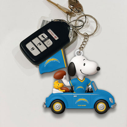 LIMITED EDITION - NEW CUSTOMIZED NFL09 LAC LOS ANGELES CHARGERS SPECIAL CAR SNOOPDOG KEYCHAIN