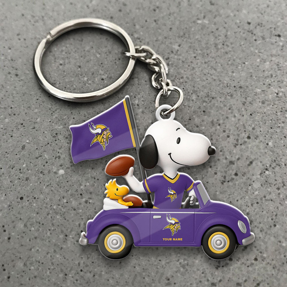 LIMITED EDITION - NEW CUSTOMIZED NFL05 MVK MINNESOTA VIKINGS SPECIAL CAR SNOOPDOG KEYCHAIN