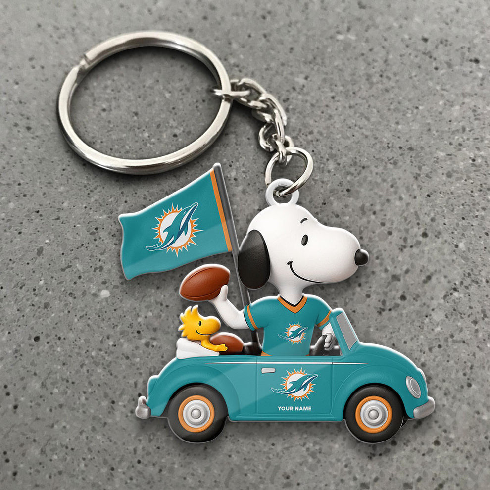 LIMITED EDITION - NEW CUSTOMIZED NFL19 MDP MIAMI DOLPHINS SPECIAL CAR SNOOPDOG KEYCHAIN