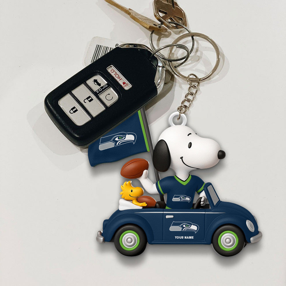 LIMITED EDITION - NEW CUSTOMIZED NFL06 SSH SEATTLE SEAHAWKS SPECIAL CAR SNOOPDOG KEYCHAIN