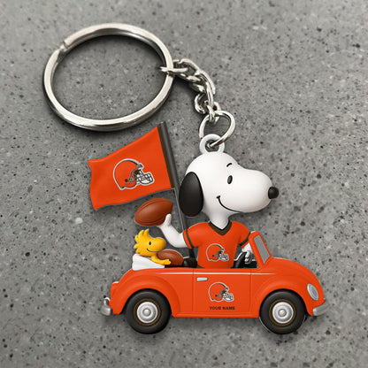 LIMITED EDITION - NEW CUSTOMIZED NFL29 CLB CLEVELAND BROWNS SPECIAL CAR SNOOPDOG KEYCHAIN