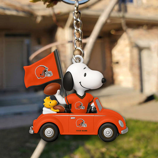 LIMITED EDITION - NEW CUSTOMIZED NFL29 CLB CLEVELAND BROWNS SPECIAL CAR SNOOPDOG KEYCHAIN