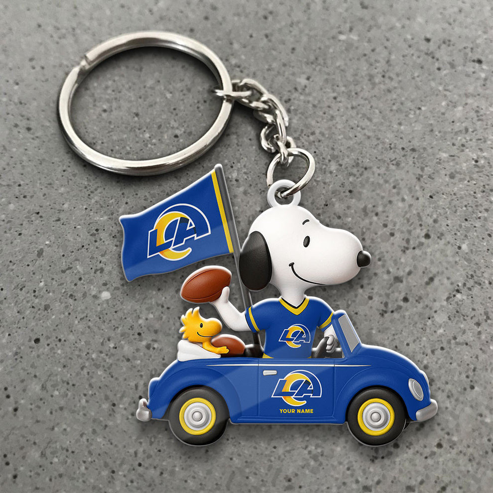 LIMITED EDITION - NEW CUSTOMIZED NFL22 LAR LOS ANGELES RAMS SPECIAL CAR SNOOPDOG KEYCHAIN